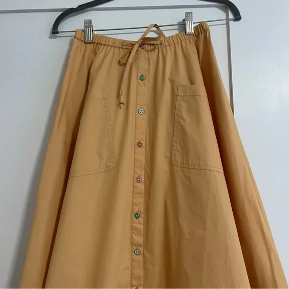 Mustard Midi Button-Front Skirt - Picture 3 of 8